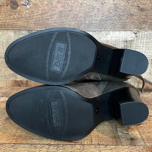 Bar III Jillian Heeled Leather Zip Back Brown Boots Booties Ankle Size 7 - Picture 9 of 10